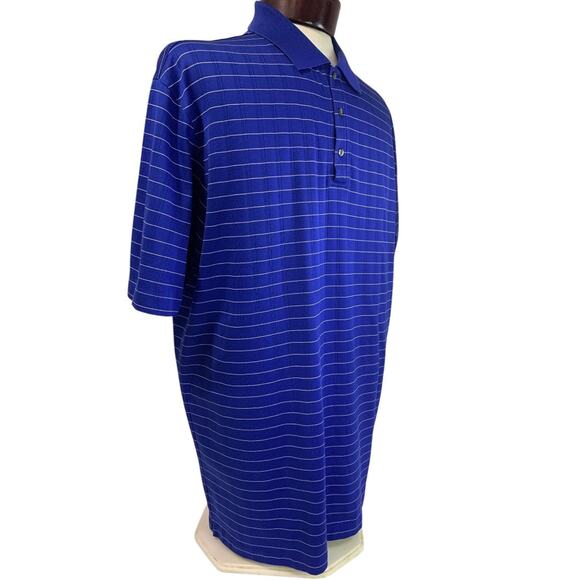 XL Nike Mens Tiger Woods Collection Blue Striped Golf Polo Shirt - Picture 8 of 10